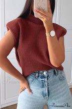 Neck Mock Sleeveless Sweater
