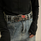 Neutral Gothic Skull Rivet Belt