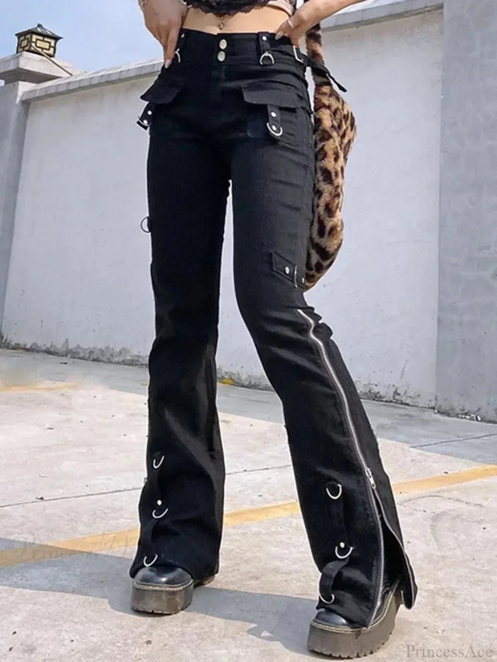 New Gloomy Punk Gothic Y2K Patchwork Pant