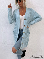 New Long Coat Twisted Rope Solid Color Knitted Cardigans
