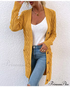 New Long Coat Twisted Rope Solid Color Knitted Cardigans