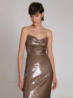 New Sexy Sleeveless Backless Lace-up Slim Long Dress Bright Sequins Party Dress