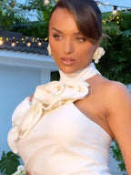 New Summer Sexy Halter Backless Flower Elegant Sleeveless Party Dress