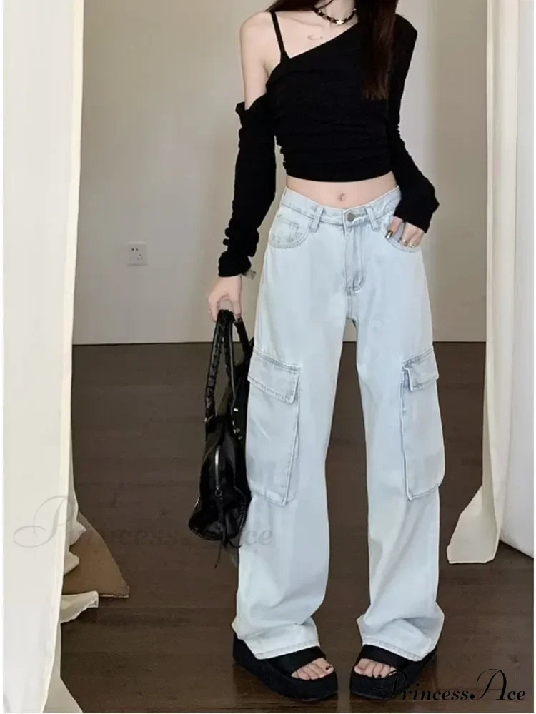 New Vintage Harajuku Aesthetic Clothing Autumn Baggy Fashion Clothes for Teenagers Women's Jean