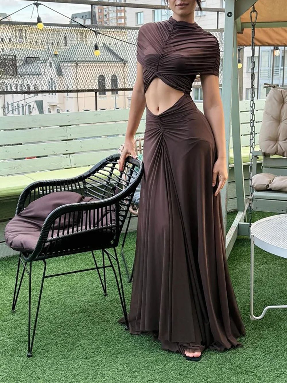 Nina Cutout Short Sleeve Maxi Dress