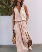 Adalgisa Exclusive Cotton Mix Zip Dress with Slit Boutique Collection