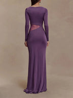 Noemi Mesh Cutout Split Maxi Dress