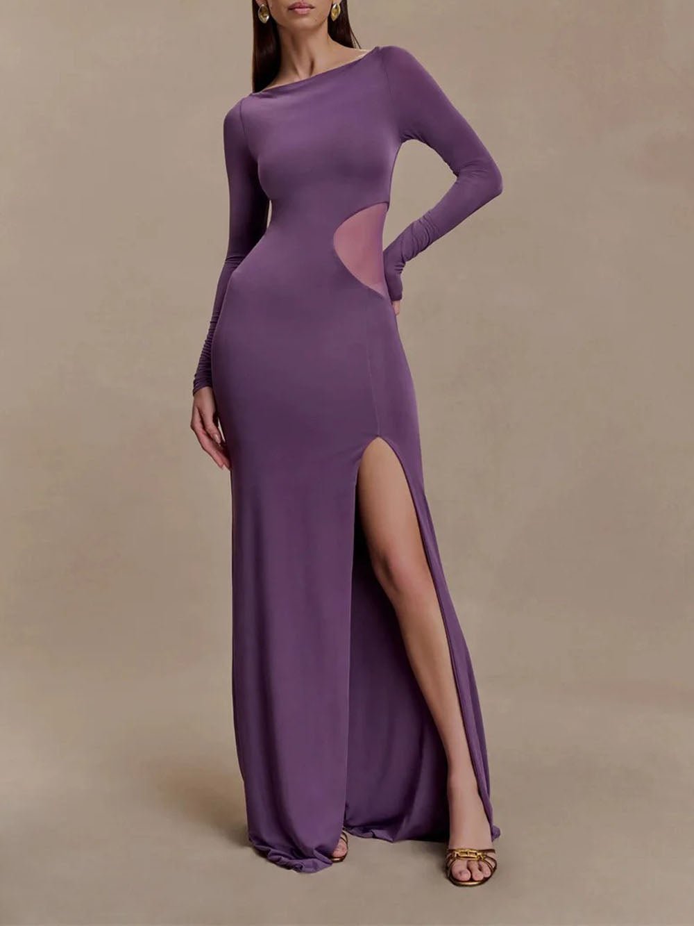 Noemi Mesh Cutout Split Maxi Dress