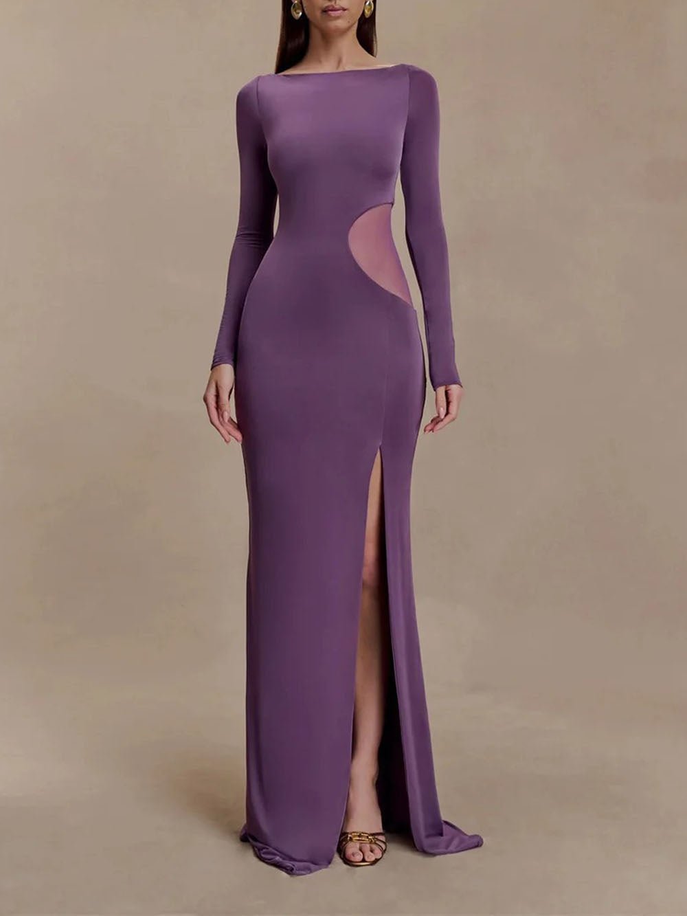 Noemi Mesh Cutout Split Maxi Dress