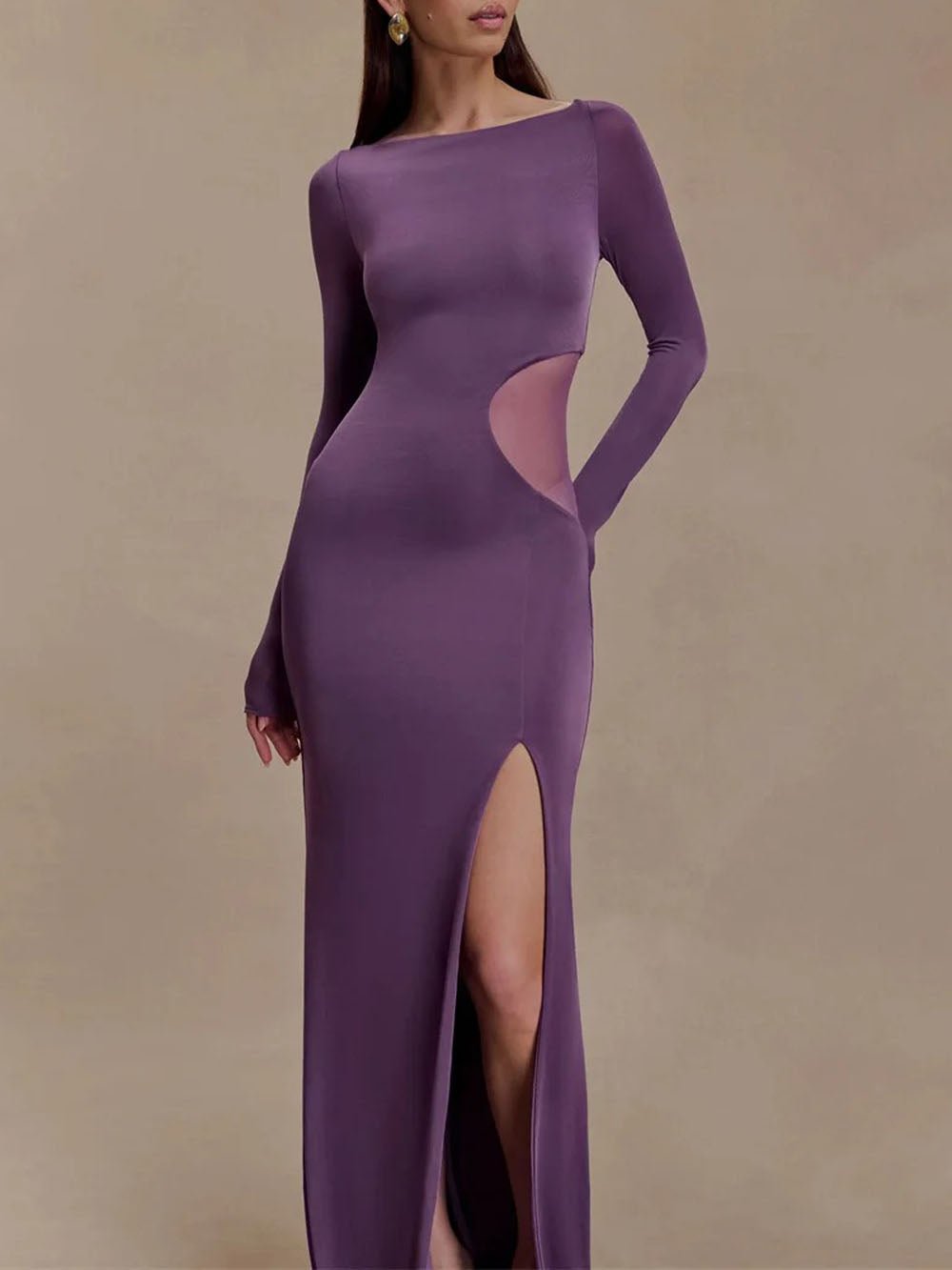 Noemi Mesh Cutout Split Maxi Dress