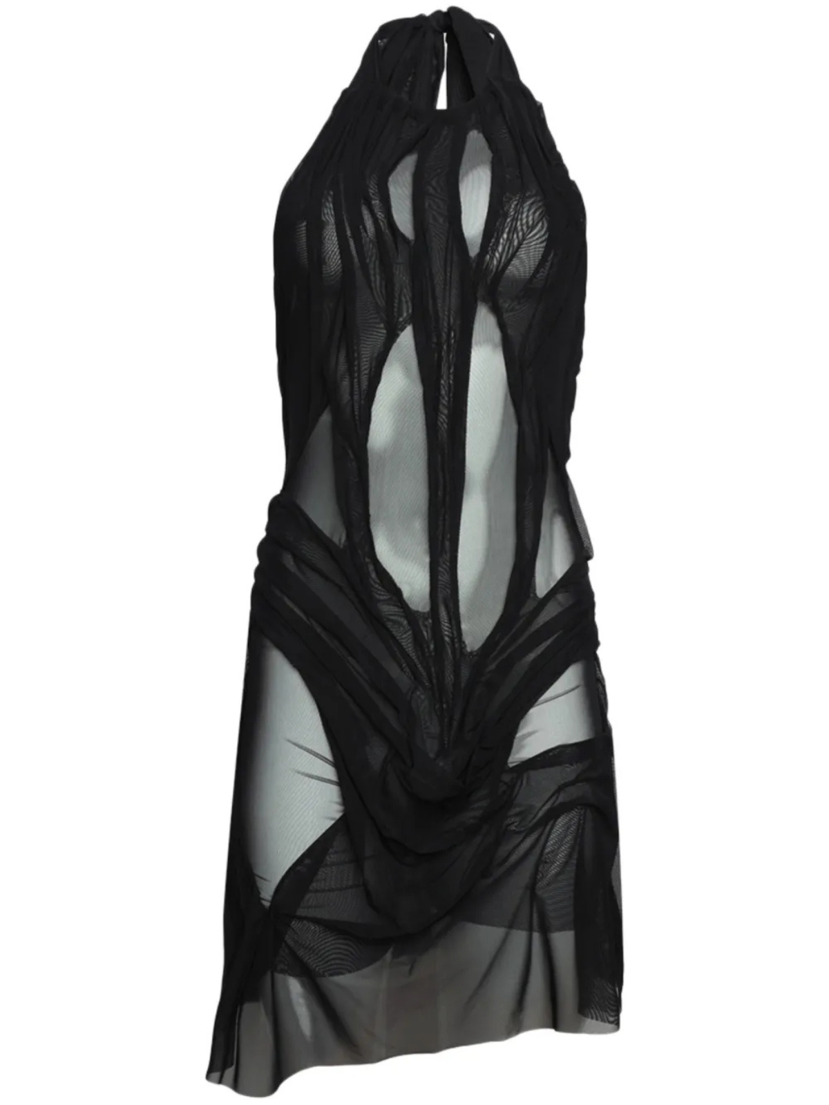 Halterneck Ruched Mini Dress In Black