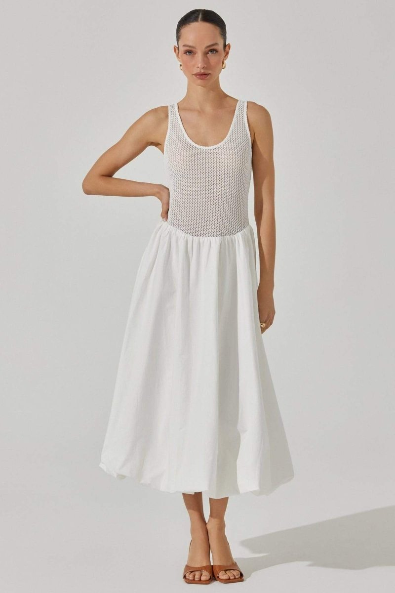 Leila Timeless Sleeveless Midi Dress in Contrast Color Boutique Collection