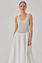 Teodora Minimalist Sleeveless Midi Dress in Contrast Color Chic Silhouette Collection