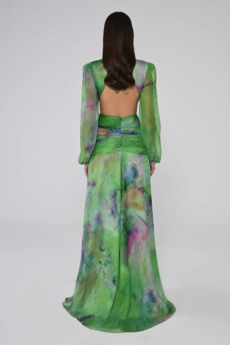 Josefina Elevated V Neck Maxi Dress with Double Slits Evening Wear Edit