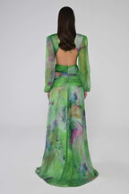 Josefina Elevated V Neck Maxi Dress with Double Slits Evening Wear Edit
