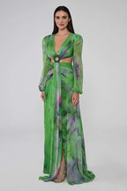 Josefina Elevated V Neck Maxi Dress with Double Slits Evening Wear Edit