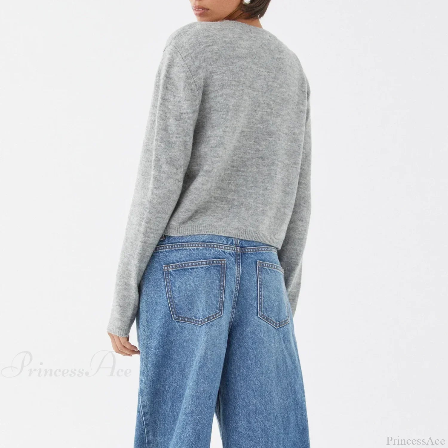 O-neck Cropped Button Knitted Cardigan