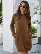O Neck Long Sleeve Women's Sweatshirt Dress