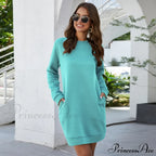 O Neck Long Sleeve Women's Sweatshirt Dress