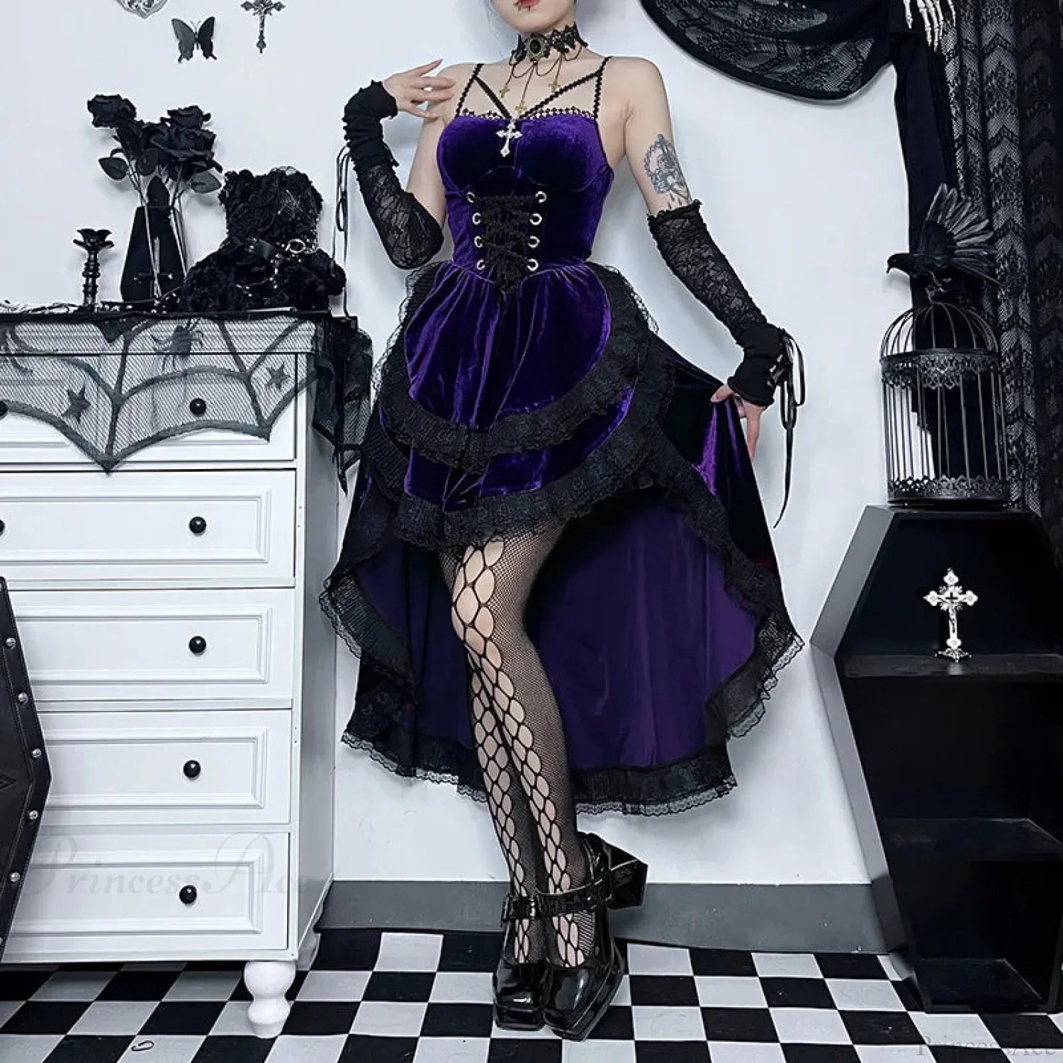 Obscure Attractive Cinch Waist Pull Midi Dress