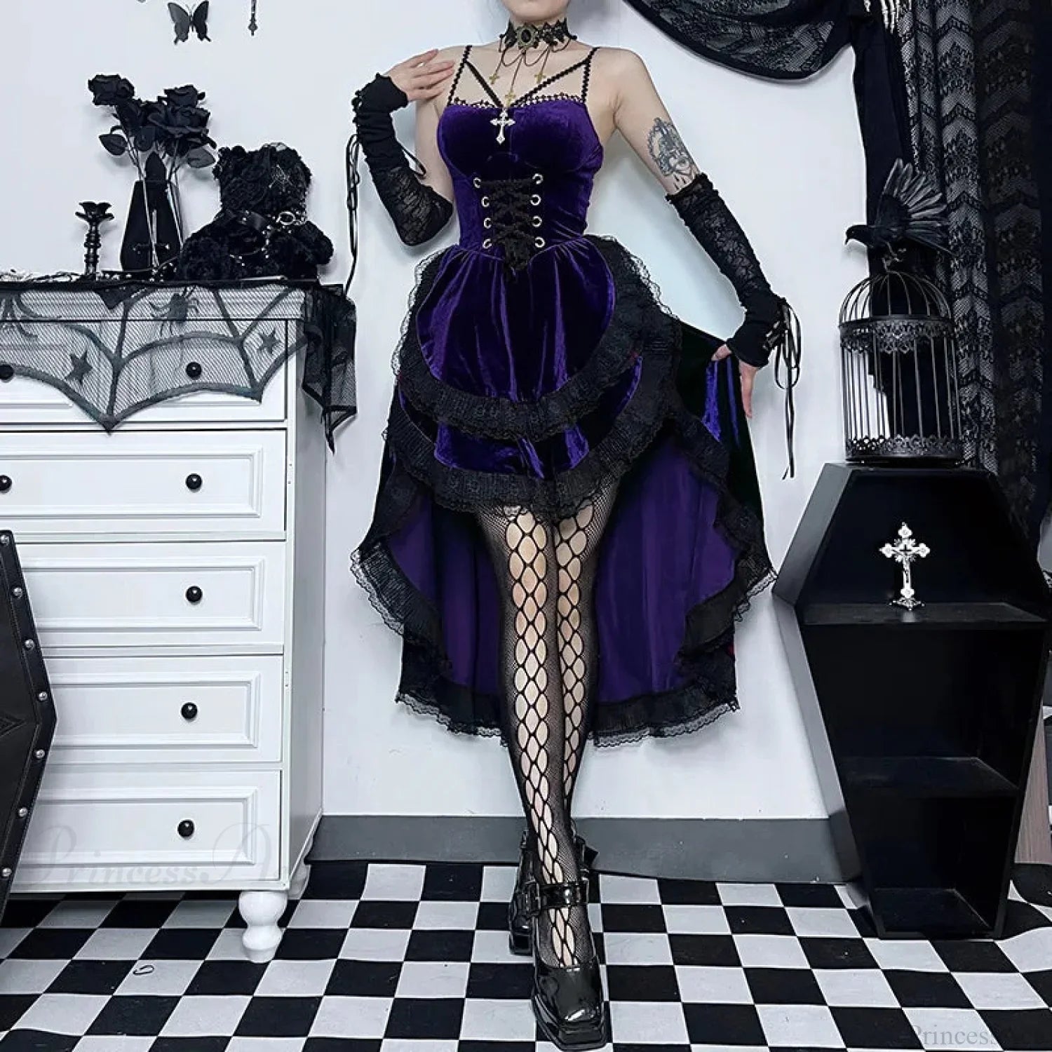 Obscure Attractive Cinch Waist Pull Midi Dress