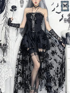 Obscure Blooms Net Bodice Midi Dress