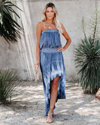 Ocean Breeze Strapless Tie Dye High Low Maxi Dress