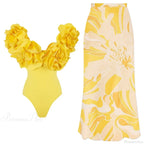 Off Shoulder Print Sarong Two Piece Set
