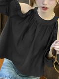 Off-Shoulder Ruffled Solid Blouse