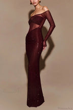Off-Shoulder Sheer Corset Midi Prom Dress