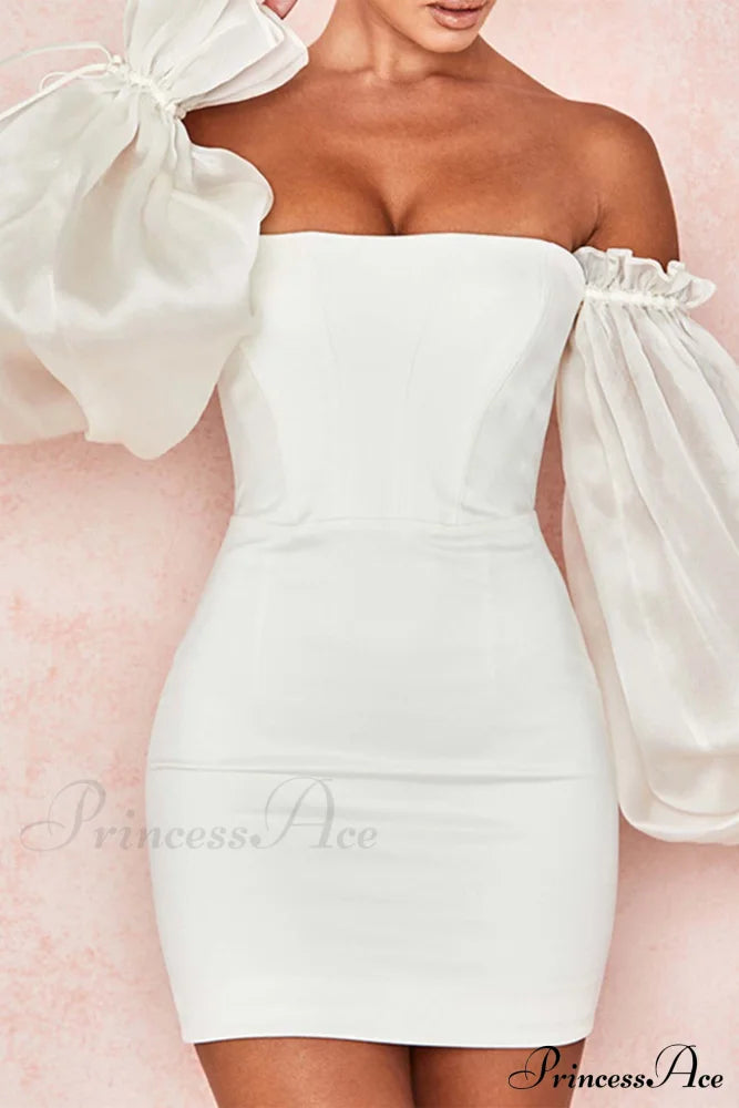 Off-the-Shoulder Mini Dress with Bell Sleeves