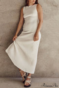 Off-White Sleeveless Stylish Midi Dress