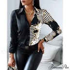 Office Lady Print Button Shirts
