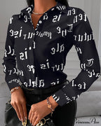 Office Lady Print Button Shirts