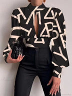 Office LadySlim Stand Collar Long Sleeve Blouse
