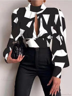 Office LadySlim Stand Collar Long Sleeve Blouse