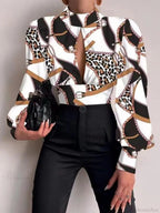 Office LadySlim Stand Collar Long Sleeve Blouse