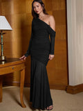 One Shoulder Mesh Maxi Vacation Dress