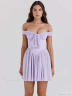 One-Shoulder Mesh Pleated Mini Dress
