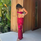 One Shoulder Micro Skirt Three Piece Swimsuit
