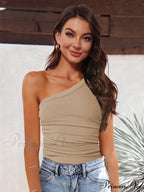 One-Shoulder Ribbed Tank