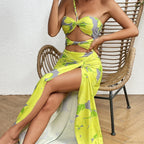 One Shoulder Ruffle Cover Up Two Piece Set