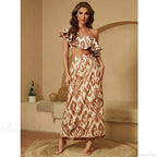 One Shoulder Ruffle Skirt Two Piece Set