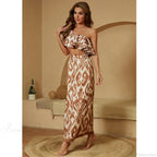 One Shoulder Ruffle Skirt Two Piece Set