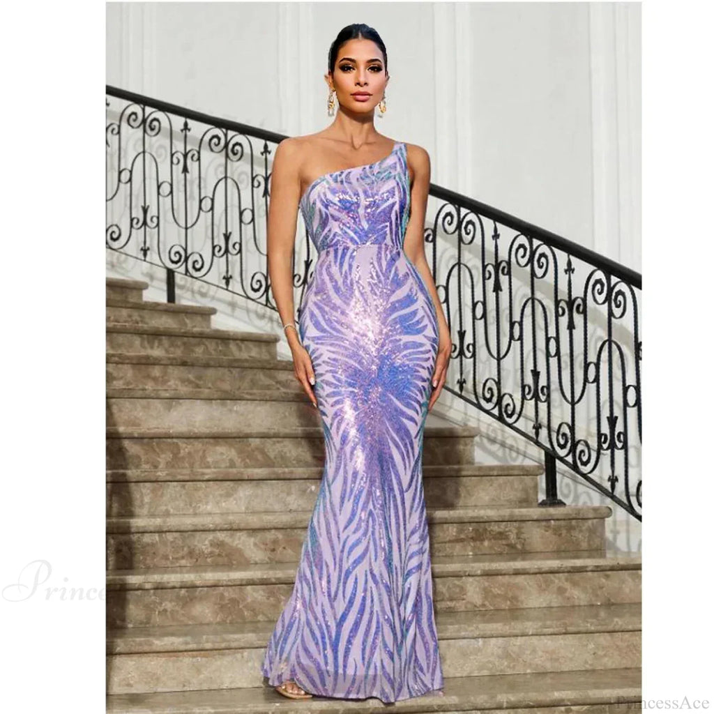 One-Shoulder Sequined Party Dress