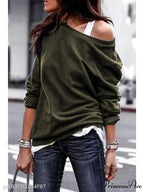 One Sweatshirt Tops Patterned Women's Heart Shoulder Casual Pullover Top