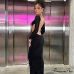 Open Back Ruched Sexy Birthday Long Sleeve Maxi Dress