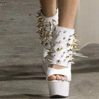 Open Front Elevated Boot with Stud Design