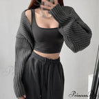 Open Front Solid Color Cropped Casual Bolero Shrug Cardigan