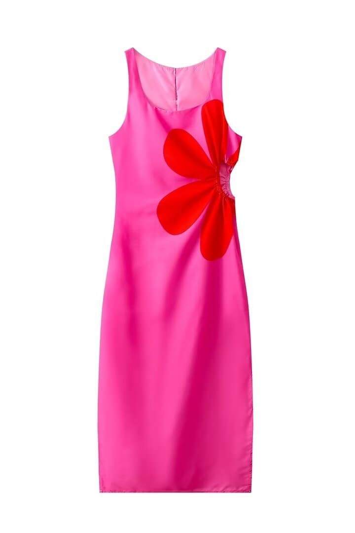 Vania Elevated Floral Cut Out Midi Dress Chic Silhouette Collection
